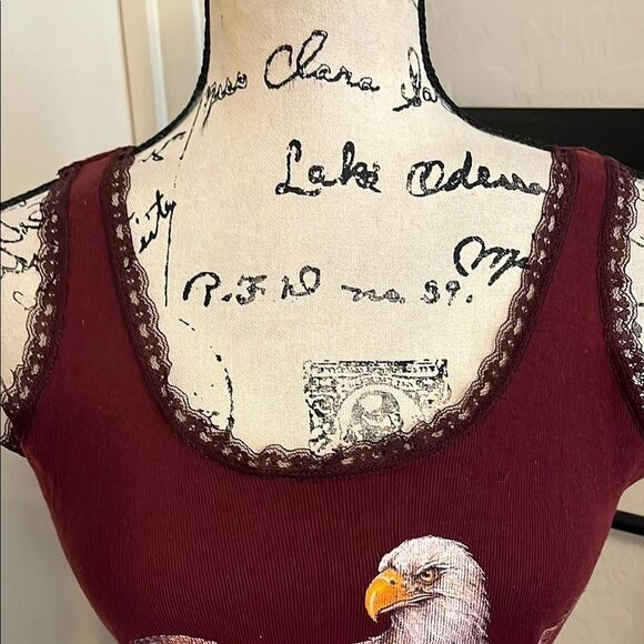 Vintage Laughlin Motorcycle Rally 15th Annual Run 1997 Burgundy Tank Top Eagle - Picture 2 of 12